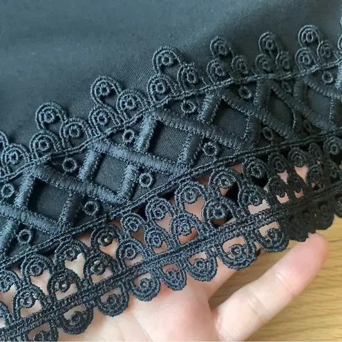 NWT LE GALI Crochet Lace Trim Cropped Wide Leg Lyle Pants Size Small Boho Hippie Black