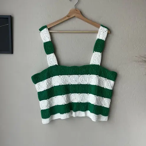 Tuckernuck NEW Hyacinth House  Green White Crochet‎ Cooper Tank Top Size XXL