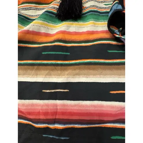 RALPH LAUREN Multicolor Serape Stripe Axtec Tassel Tie Peasant Top Size Medium