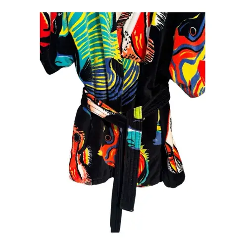 Vintage‎ By The Sea Colorful Fish Print Robe Black Size undefined thumbnail 3