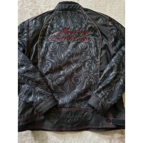 Harley Davidson Women's Motorcycle Jacket Riding Gear Black Patterned Size L Size L
