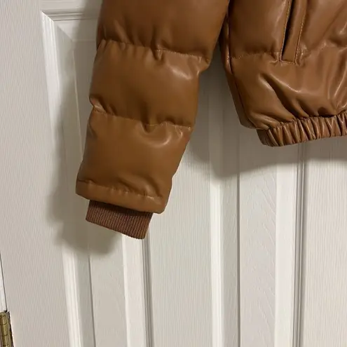 Generation Love Women’s Camel Brown Vegan Puffer Jacket Size M New