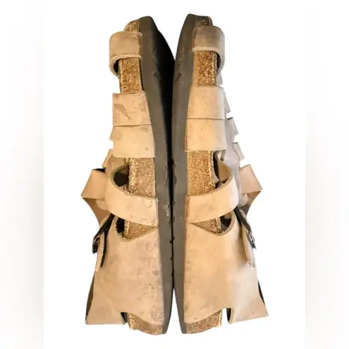 Birkenstock Papillio Phoenix fisherman leather cork 36 narrow snap buckle sandal Brown Size 5