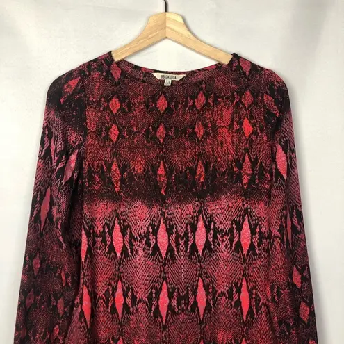 BB Dakota  Red & Black Ikat Snake Print Long Sleeve Shift Dress XS