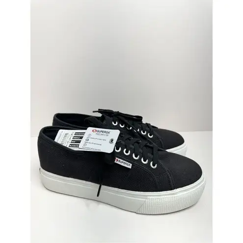 Superga  Sneakers Classic Black Canvas Mens Size 8 Lace Up Fashion Shoes NEW