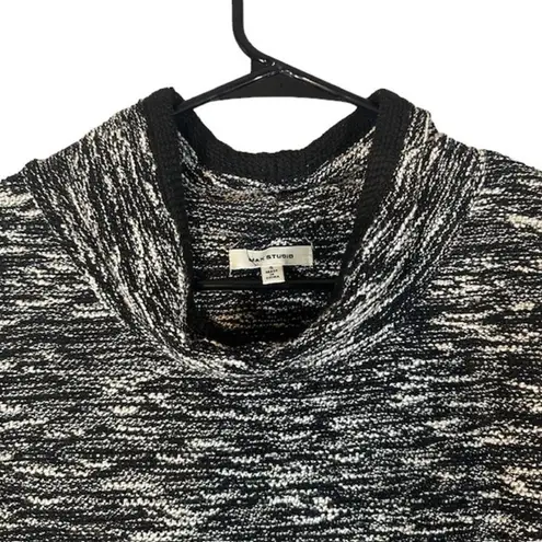 Max Studio  Black & White Cotton Blend Cowl Neck Knit Sweater Dress Women Sz S