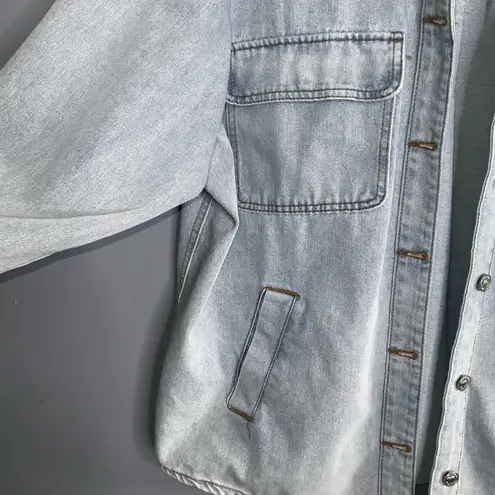 Stoosh Vintage Light Blue Jean Cotton Jacket Shacket Button Front Pockets XL