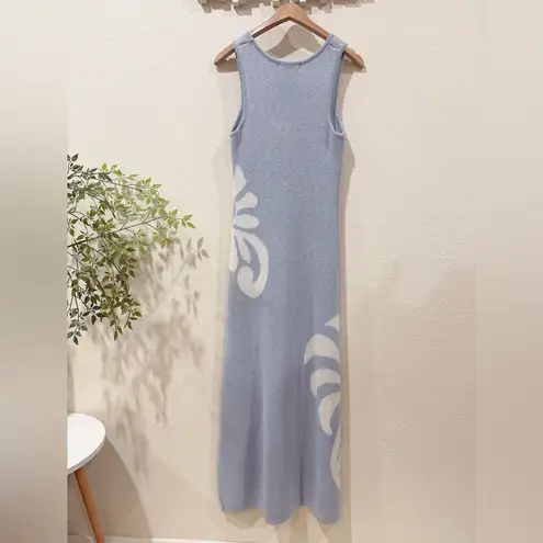 Mon Renn Sleeveless Symbolic Knit Sweater Dress Heron Blue Size Small NWT