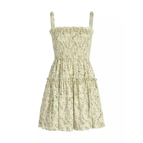 Hill House Home Beatrice Nap Dress Basketweave Vine Yellow Medium Smocked Mini