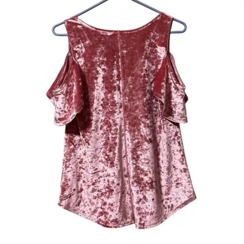 a.n.a. a new approach Cold Shoulder Top Pink Velour Size XS Wedding Guest Office