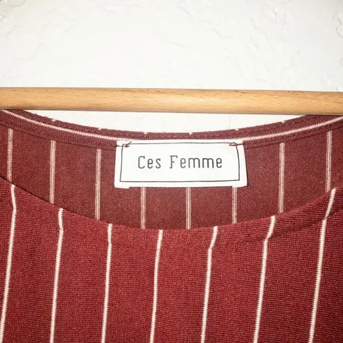 Ces Femme Vertical Stripe Ruffle Sleeve Shirt Dress Size Large