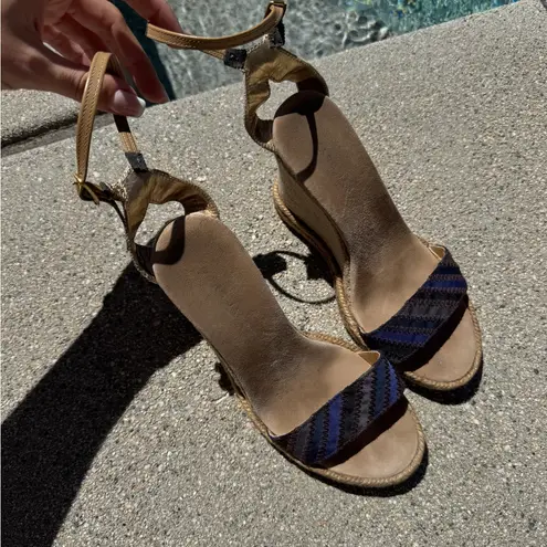 Marc Jacobs  brown & navy patterned wedges- size 37 - cute summer style