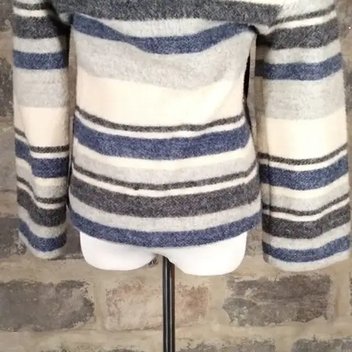 Vintage Princeton Coat Wool Suede Hooded Coat Woman's 7/8 Striped Button Lined Blue Size undefined