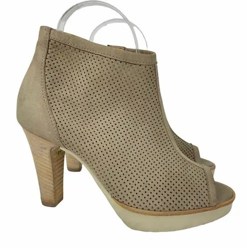 Paul Green  beige suede peep toe heeled booties