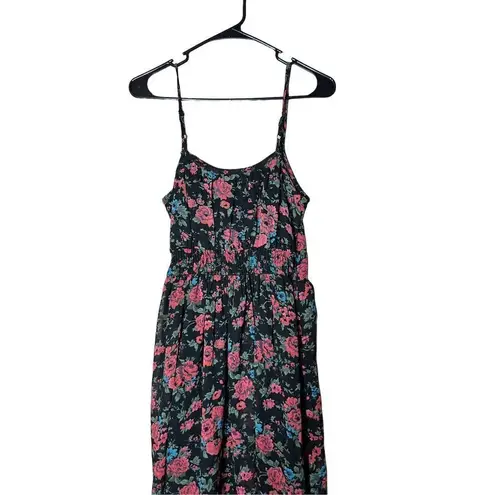 Urban Outfitters Pins & Needles Chiffon Black Floral Maxi Dress Size Small