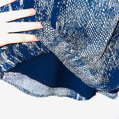 Veronica M Navy Blue & Cream Snakeskin Print Smock Mini Dress