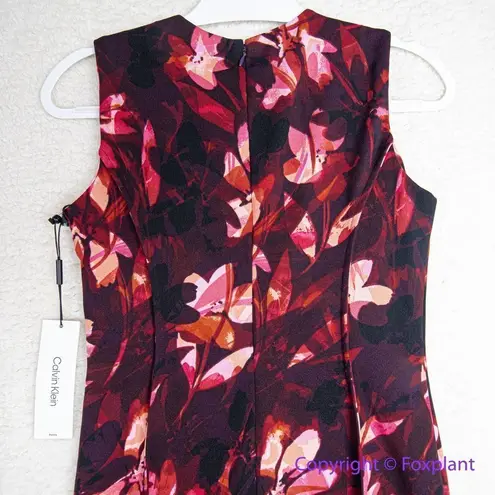 Calvin Klein NEW  Women's floral Printed Seamed Sleeveless Sheath Dress, size 4P