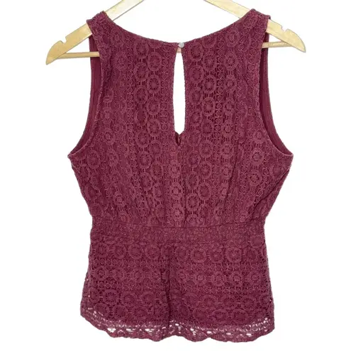 Abercrombie & Fitch  Red Lace V-Neck Sleeveless Peplum Blouse Tops Size Medium M thumbnail 4