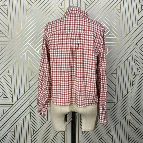 Marine layer Marine Layer Madeline Relaxed Crop Shirt in Red & White Plaid Size US Medium