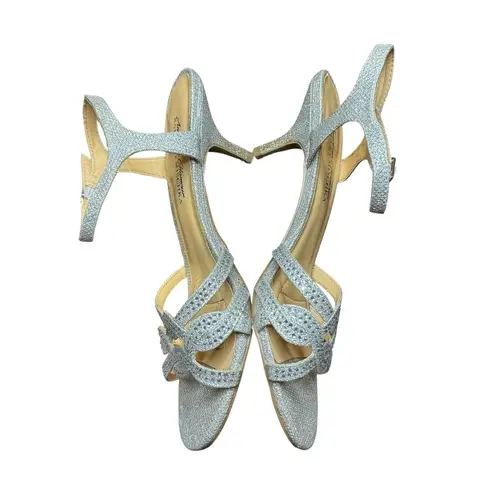 Badgley Mischka Shoes Womens Size 7.5 Glitter Strappy Heels Sandals Dressy Forma