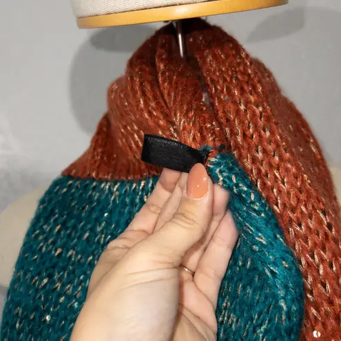 infinity New Unbranded Color Block Orange Tan Blue Sequin Scarf