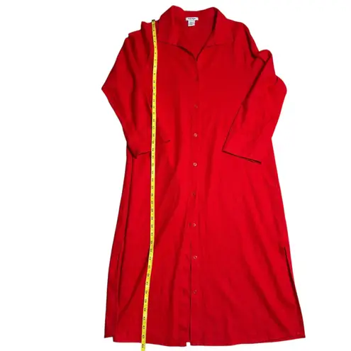 Haute Hippie Red Linen Viscose Button Front Shirt Dress Maxi Size XS