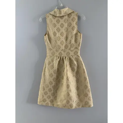 Tracy Reese Plenty Frock Dress S Gold Metallic Jacquard Brocade Party Castle