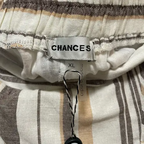 Cream and Brown Asymmetrical Wrap Midi Skirt Size XL