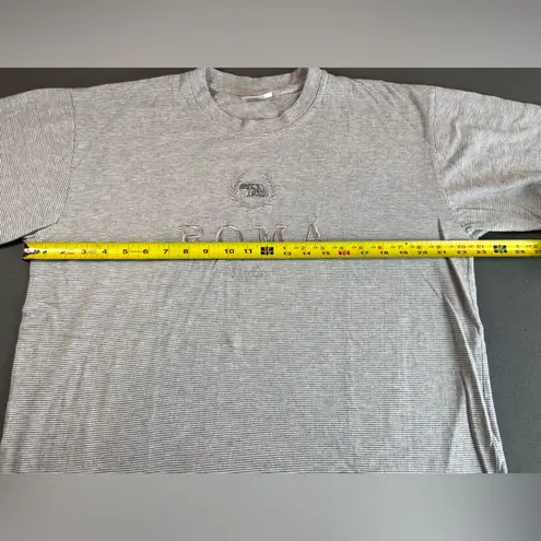 Roma Short Sleeve Tee Shirt Embroidered Stripes crew Neck size Large Gray