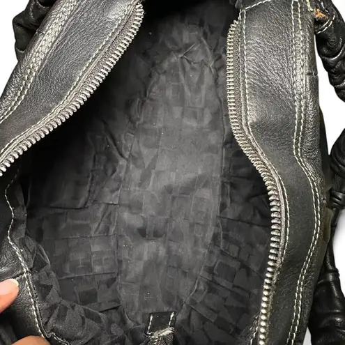 Furla Black Leather Shoulder Bag with Ruched Handle