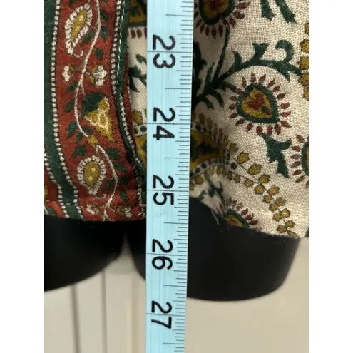 Campus Casuals Of Cali Paisley Button Up Blouse 3/4 Sleeve Size See Measurement Brown