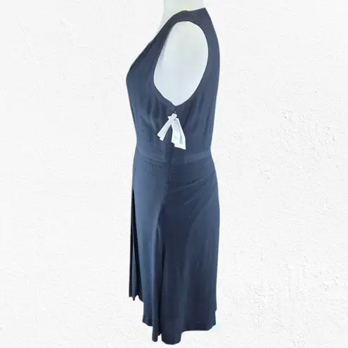 Equipment Navy Eclipse V Neck Pleated Viscose Midi Norice Dress Size 10 $450