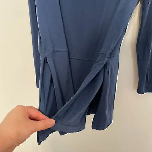 J. JILL Solid Blue Boat Neck Long Sleeve Fleece Lined Side Zip Zippers Tunic Top Size XS