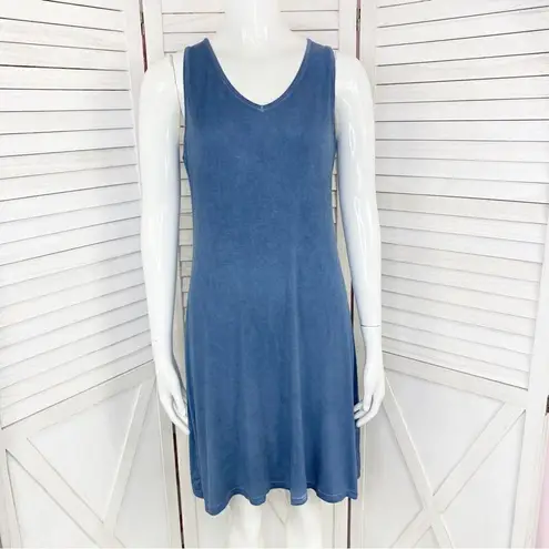 Cable & Gauge Lace Up Back Sleeveless T Shirt Dress Blue XS