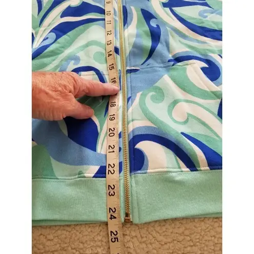 Hill House The Allie Zip Up Hooded Jacket in Blue Ocean Kaleidoscope Size S