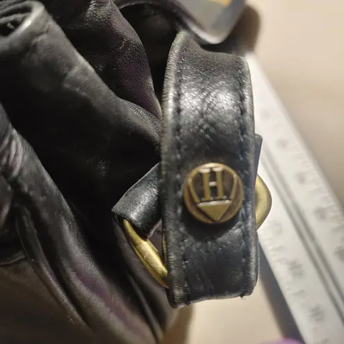 Hidesign Black Premium Leather Crossbody Bag Zip Adjustable Strap Compartments