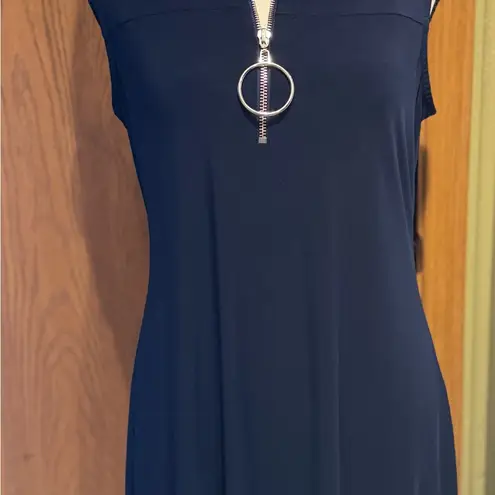 Roz & Ali Navy Sleeveless Dress with Zipper Detail