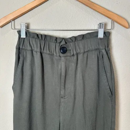 ZARA Paperback Waist Olive Green Trousers Pants Slacks Size XS Stretch