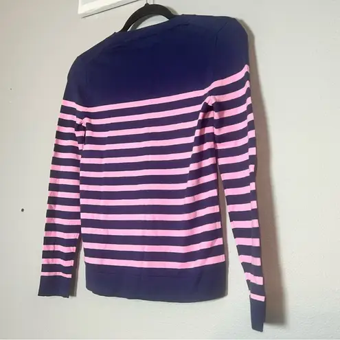 J.Crew  Teddie Navy Blue Pink Striped Sweater Cotton NWT Size XXS Crewneck