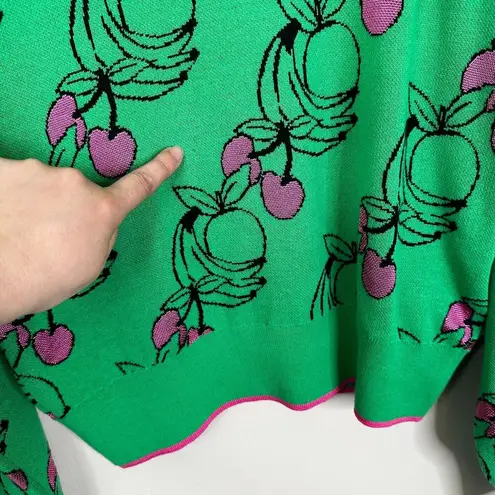 Scotch & Soda Sweater Women's XS Fruit Print Jacquard Pullover Green Pink
