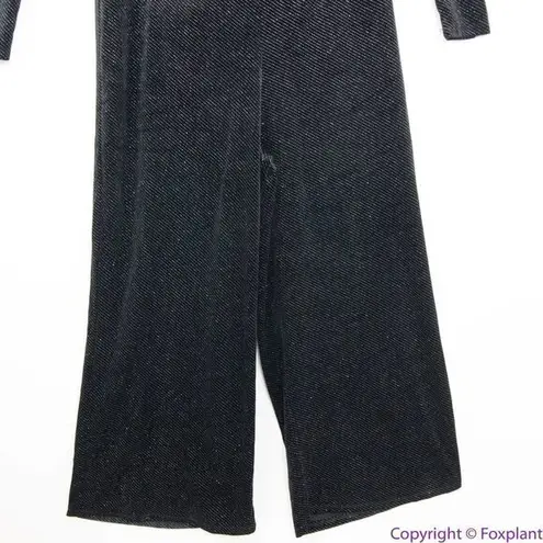 Eloquii NEW black Strong Shoulder Velvet Jumpsuit glitter , 16