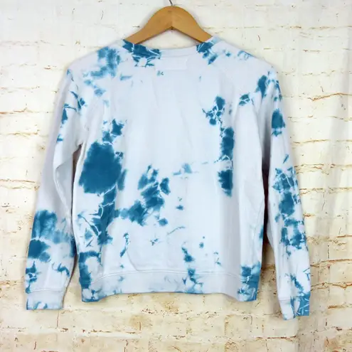 Mollusk Surf Shop Sweatshirt Womens XS Blue White Indigo Tie Dye Crew Boho Beach