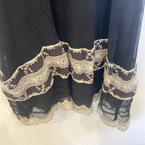 Hale Bob Black White Delicate Slip Dress Lace EUC Sz Sm Surplice V-Neck Line