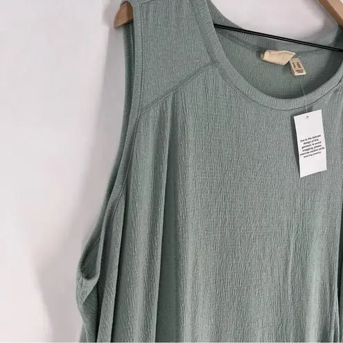 LOGO By Lori Goldstein LOGO Linens Lori Goldstein Sleeveless Aqua Teal Midi Dress Lace Hem Flowy 3X