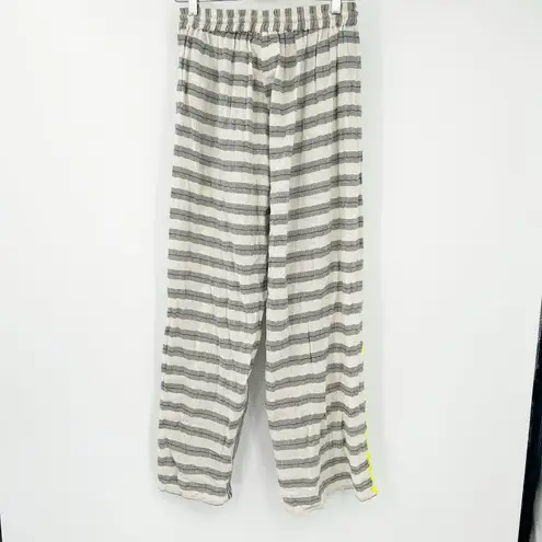 Z&L Womens Boho Beachy Tassel Drawstring Striped Pull On Wide Leg Pants Size M Gray Size M