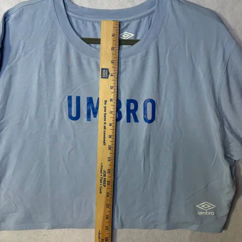Umbro soccer Crop sporty T Shirt Light Blue Logo Casual Athleisure Top XL