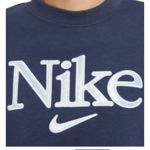 Nike NEW  Sweatshirt Plus Size Pullover Retro Crushed Velvet Logo Blue Size 1X