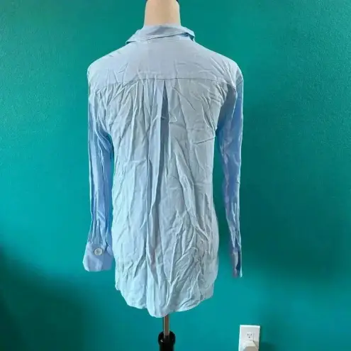 ZARA NWT  Light Blue Oversized Pocket Long Sleeve Button-Down Shirt Size XS