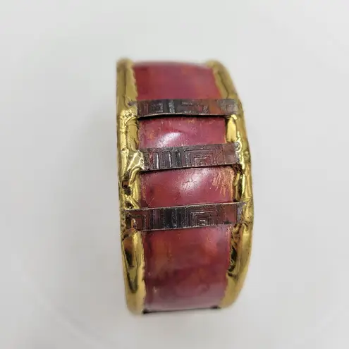Cuff Bracelet Red Gold Handmade Copper & Brass Bangle Statement Bracelet