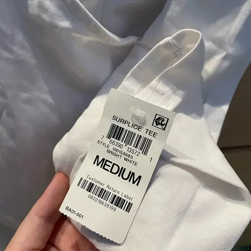 INC NWT  White Surplice Ruched Long Sleeve Tee size Medium